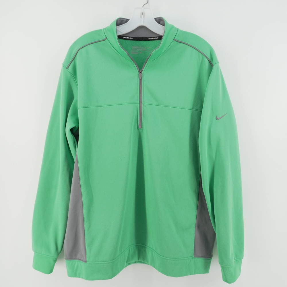 Nike Golf Pullover Mens Large Green Therma-FIT 1/4 Zip Fleece Tour Performance